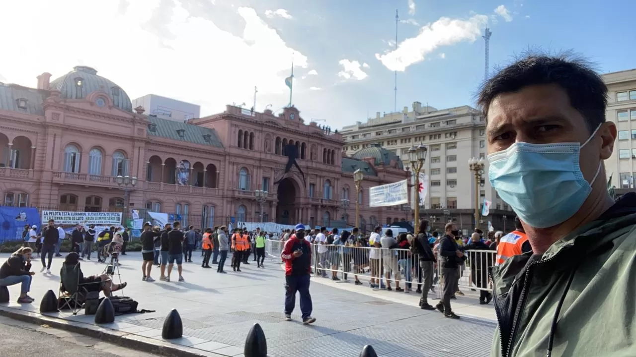 PRESENTE. Abel, antes de ingresar a la Rosada.