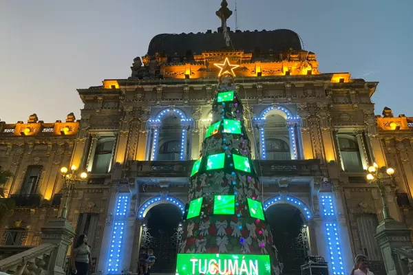 La Casa de Gobierno se iluminó con un árbolito de más de 10 metros de altura