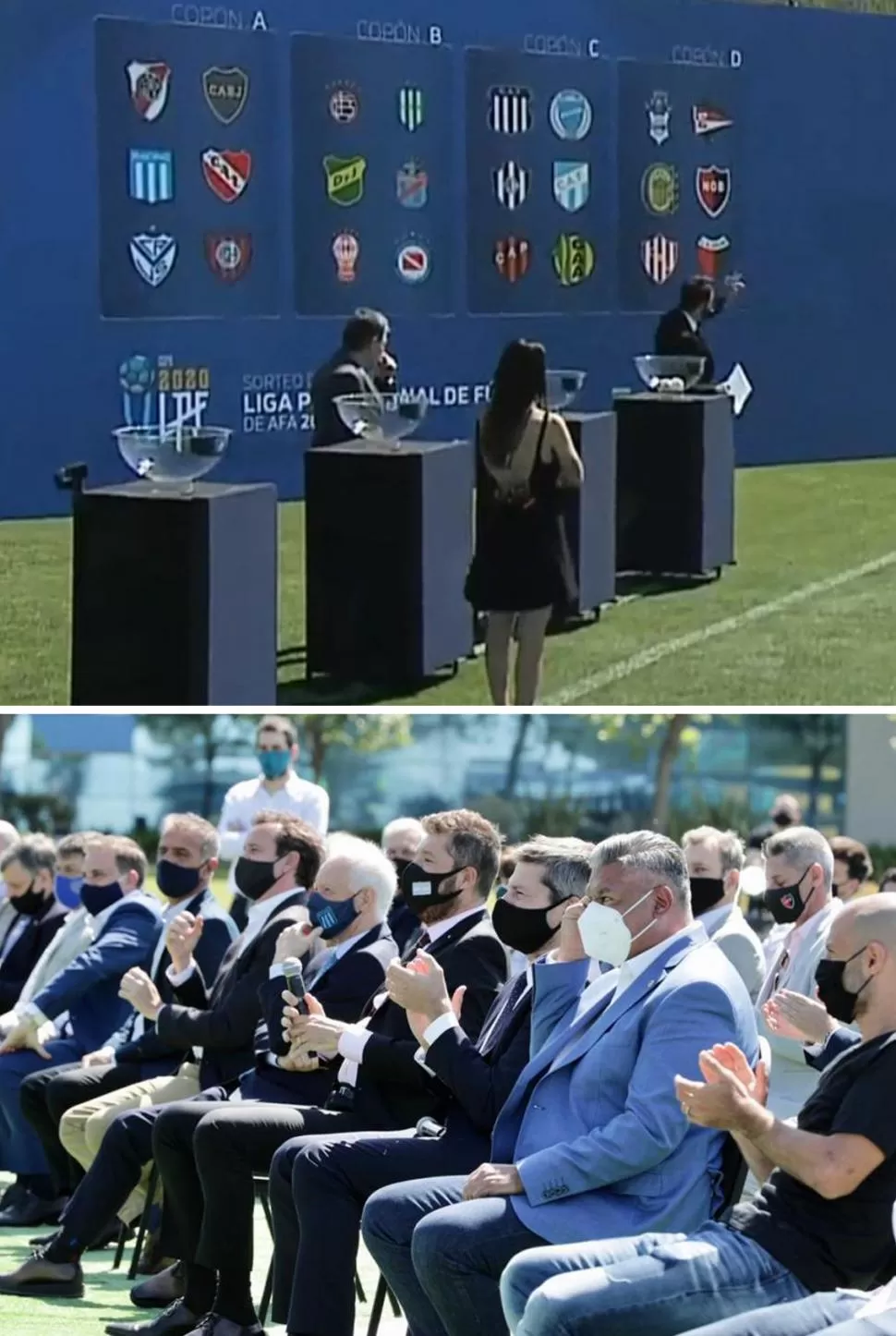  EN OCTUBRE. Tapia, Lammens, Tinelli, Blanco, entre otros dirigentes, durante el sorteo de la fase clasificatoria de esta copa.