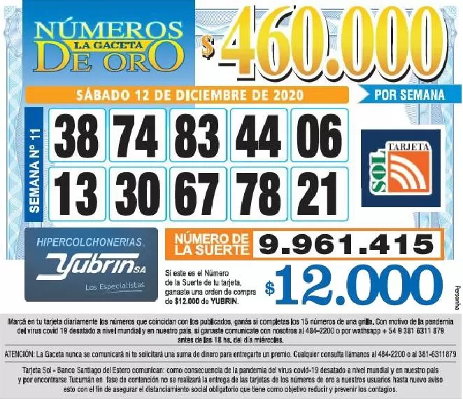 Los Números de Oro de LA GACETA