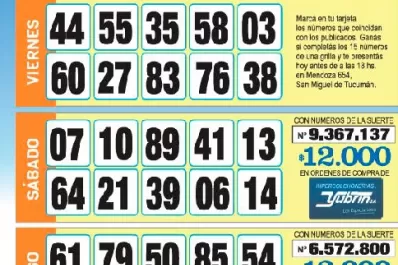 ¡Mucha suerte! Esta es la grilla completa de los Números de Oro