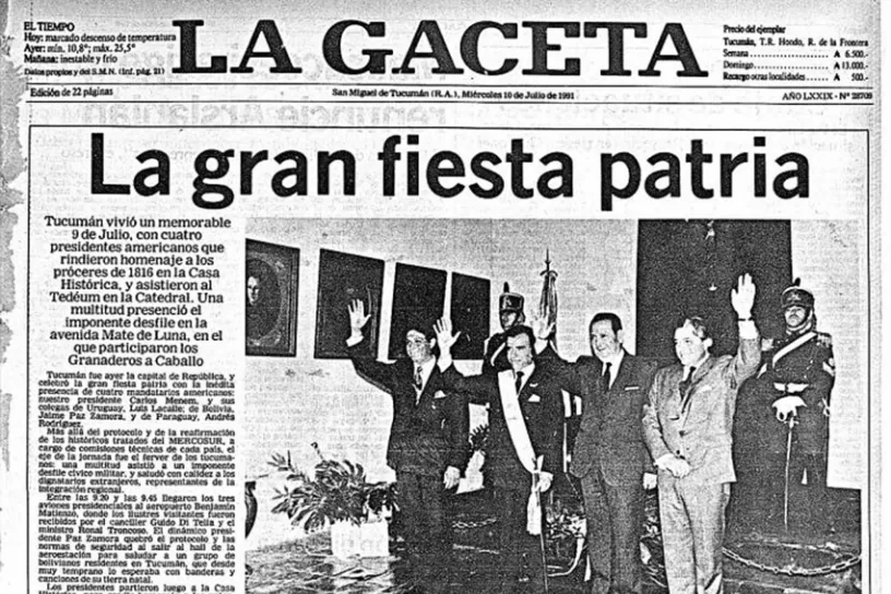 Tucumán es capital de la República cada 9 de Julio por un decreto que firmó Menem