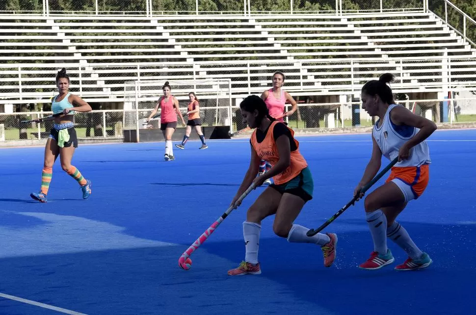 PRETEMPORADA. Las jugadoras de Natación durante un entrenamiento en el estadio. Los planteles se preparan para el comienzo de la actividad, el 13 de febrero. 