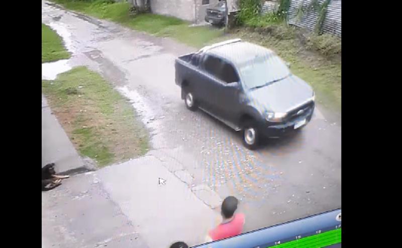 Camioneta en la que huyeron los ladrones