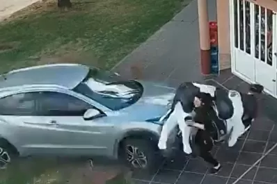 Video viral: una mujer se salvó de milagro en la puerta de una carnicería