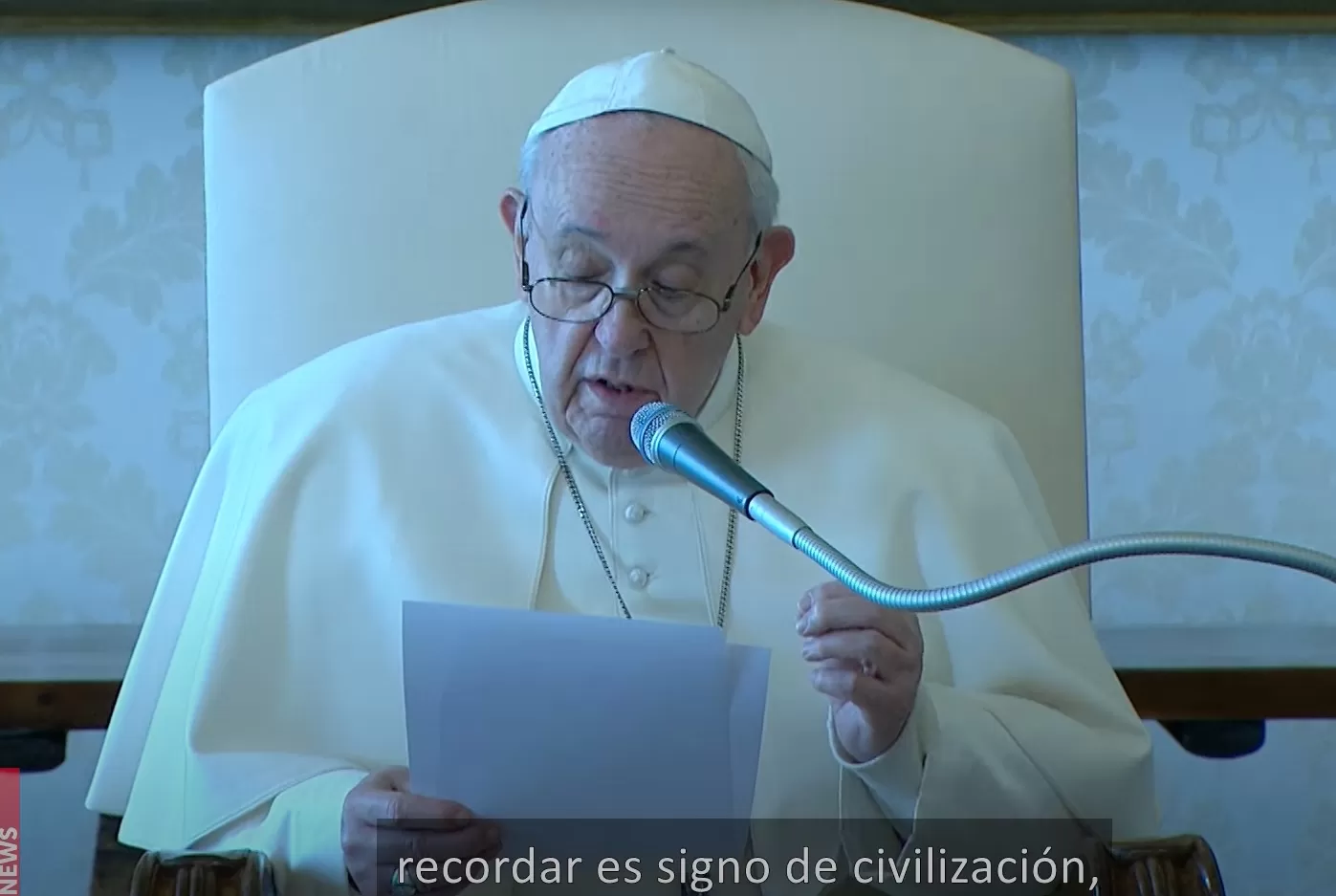 PAPA FRANCISCO. Conmemoró a las víctimas del Holocausto. Captura de Video