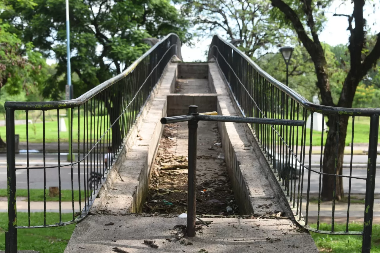 DETERIORO. Así luce el puente que cruza la avenida Benjamín Aráoz.