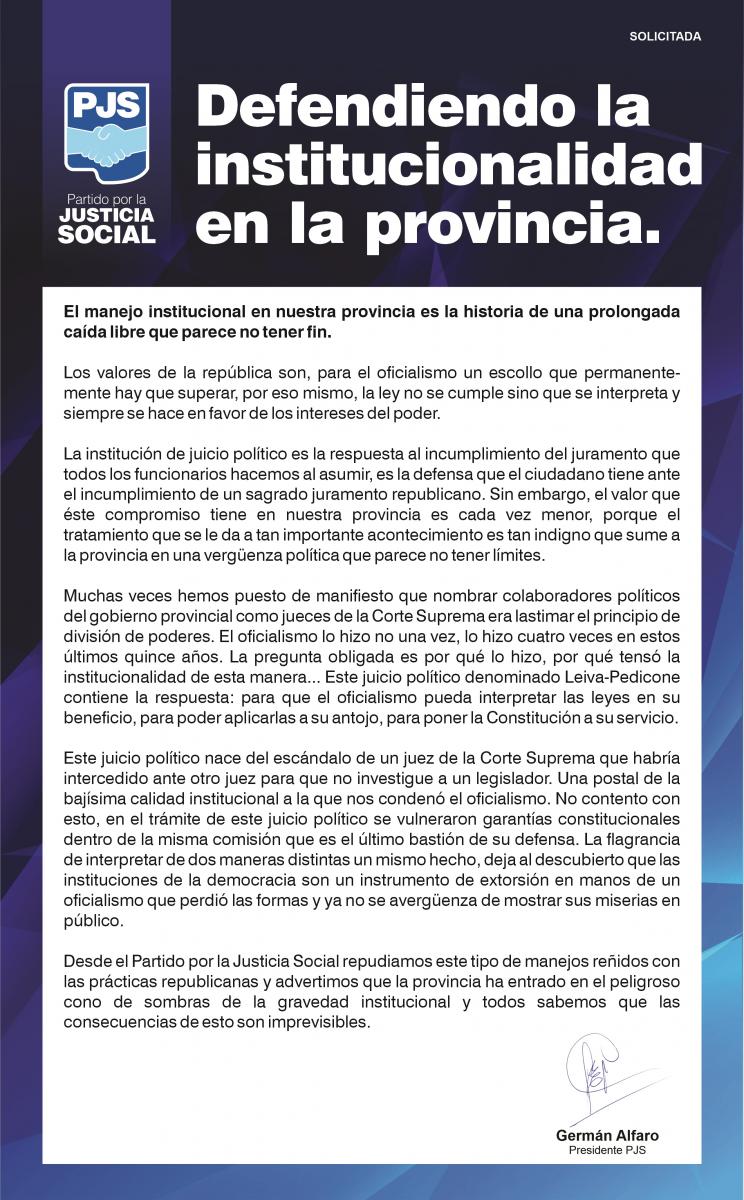 Defendiendo la institucionalidad en la provincia