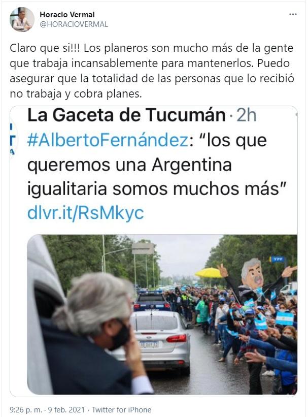 Un legislador calificó de planeros a tucumanos que recibieron al Presidente