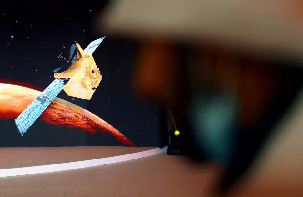 EN EL ESPACIO. “Hope”, la sonda de los árabes, entró el martes en la órbita de Marte y estudiará la atmósfera. 