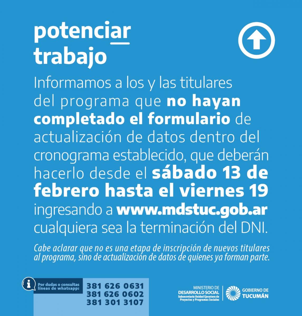 Potenciar Trabajo: se extiende una semana el operativo para la actualización de datos