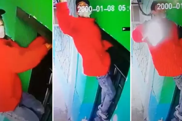 Video: ¡Robó un portalámparas a pesar de que estaba prendido!