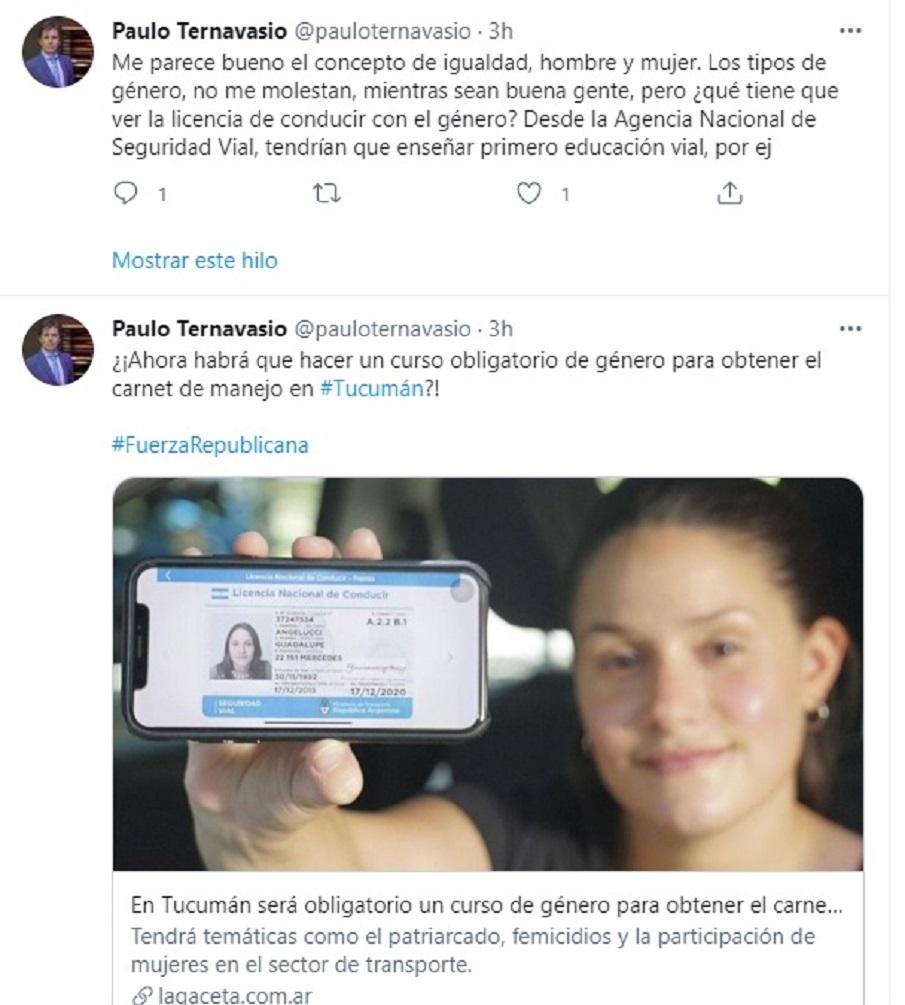 ¡¿Habrá que hacer un curso obligatorio de género para obtener el carnet en Tucumán?!, protestó un legislador