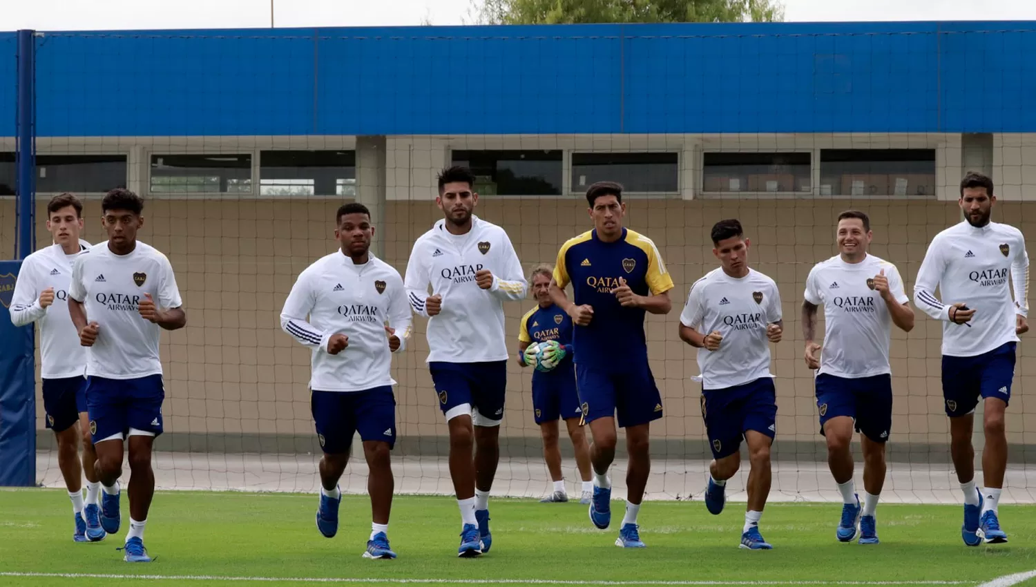 Ensayo de Boca, en el predio de Ezeiza.