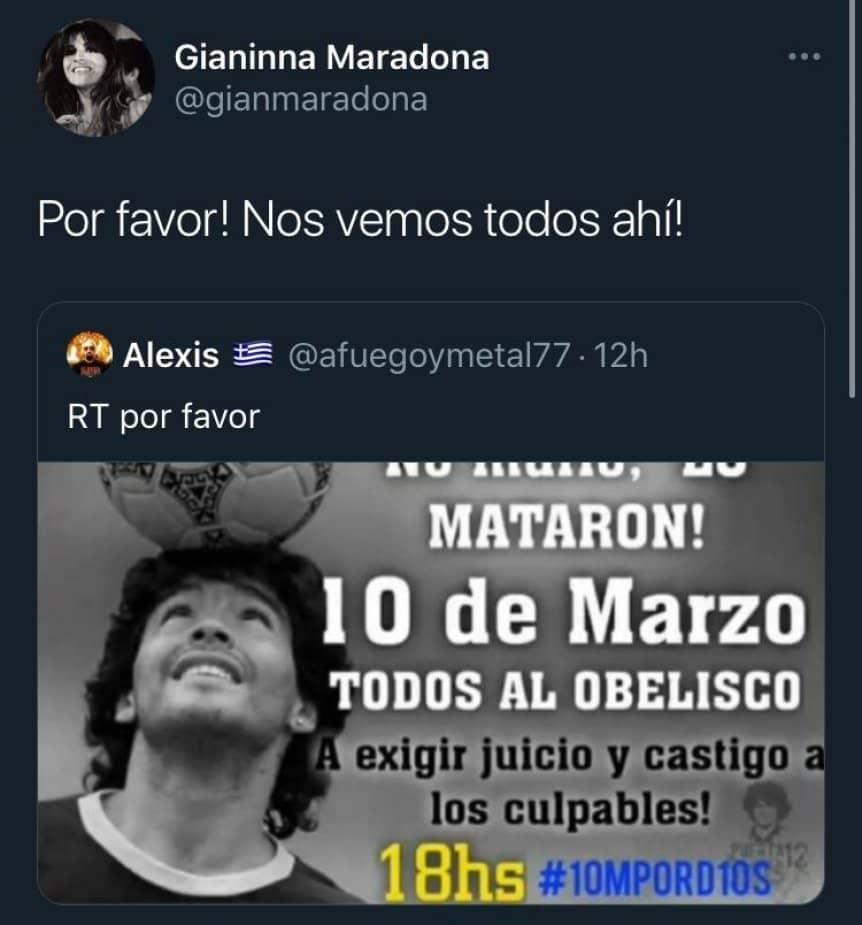 Gianinna Maradona convocó a una marcha para pedir justicia por Diego