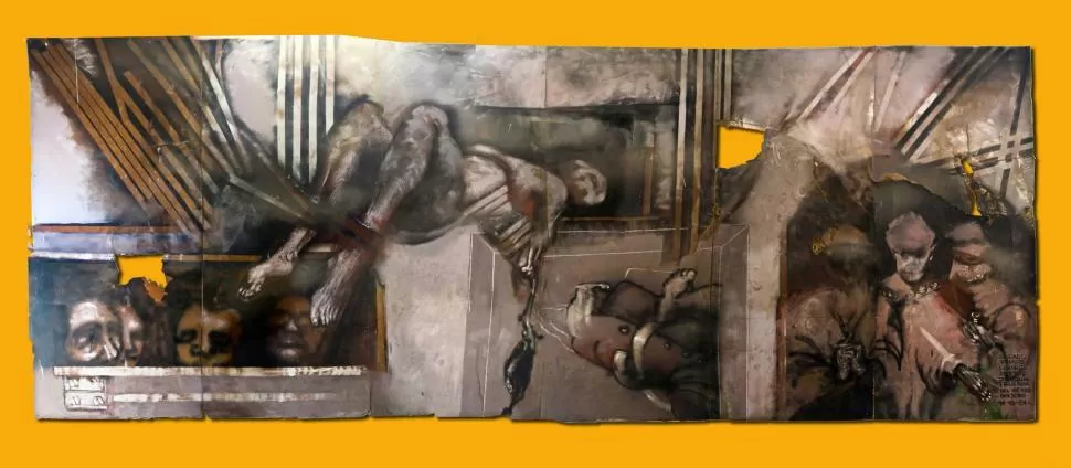 IMAGEN CASI COMPLETA. Es de las pocas que se conservan. Cuando Alejandro Gómez Tolosa sacó esta foto al mural ya le faltaban fragmentos. foto de alejandro gómez tolosa 