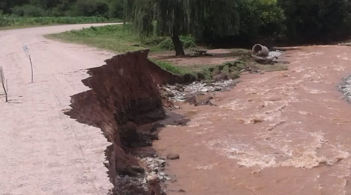 La ruta 305 está siendo comida por el río en el km 62, cerca de Las Lajitas.