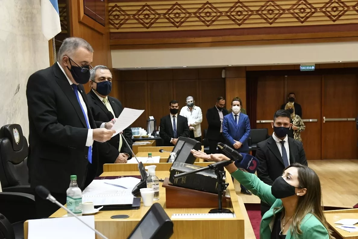 SÍ, JURO. Maia Martínez asumió como legisladora. Foto: Prensa HLT