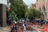 Se interrumpió el tránsito en 25 de Mayo al 200 por las obras de la semipeatonal