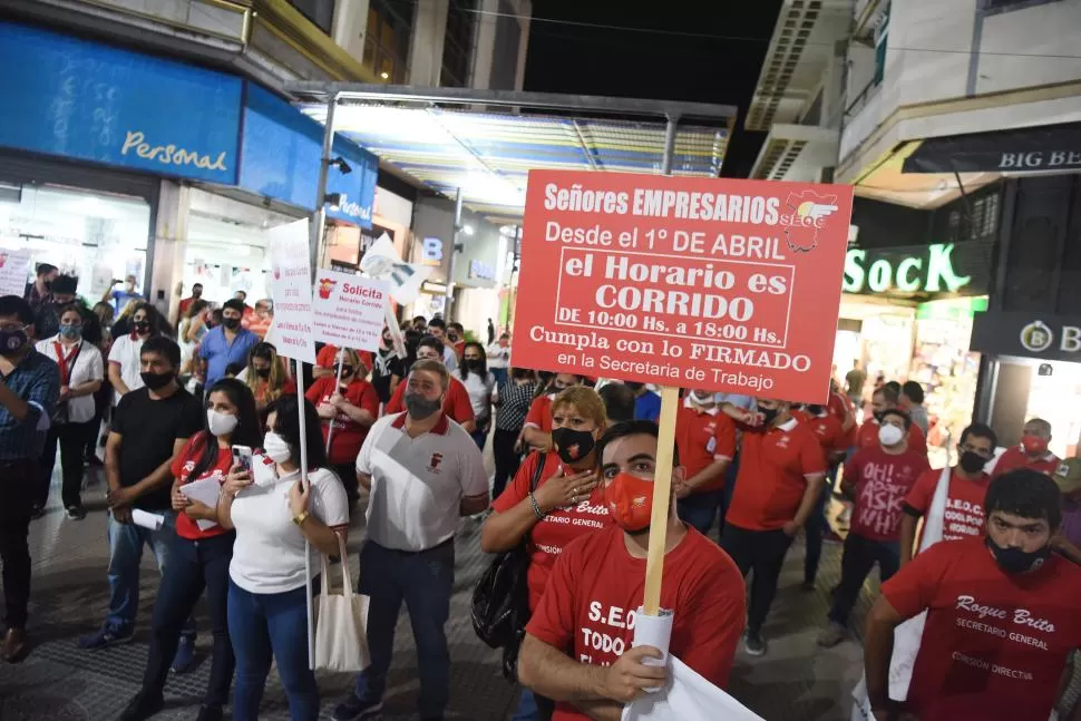 RECLAMO. El sindicato mercantil solicita la vuelta al horario corrido. 