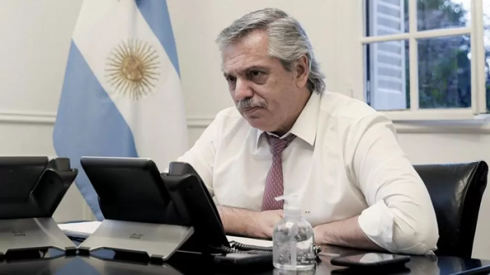 El Presidente en videoconferencia. Archivo Telam