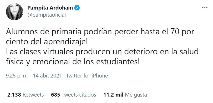 Pampita y otras famosas criticaron a Alberto por la suspensión de las clases presenciales