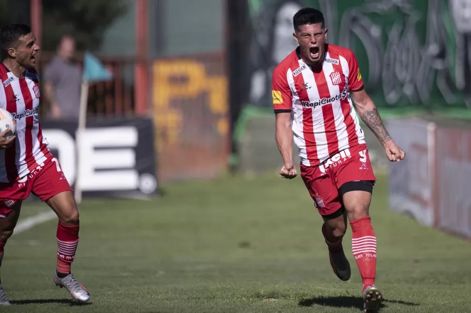 QUE VENGAN MÁS. Estigarribia marcó, en Mataderos, su primer gol en San Martín. 