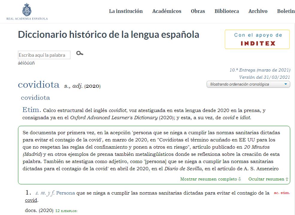Covidiota: la nueva palabra que incluyó la RAE al diccionario