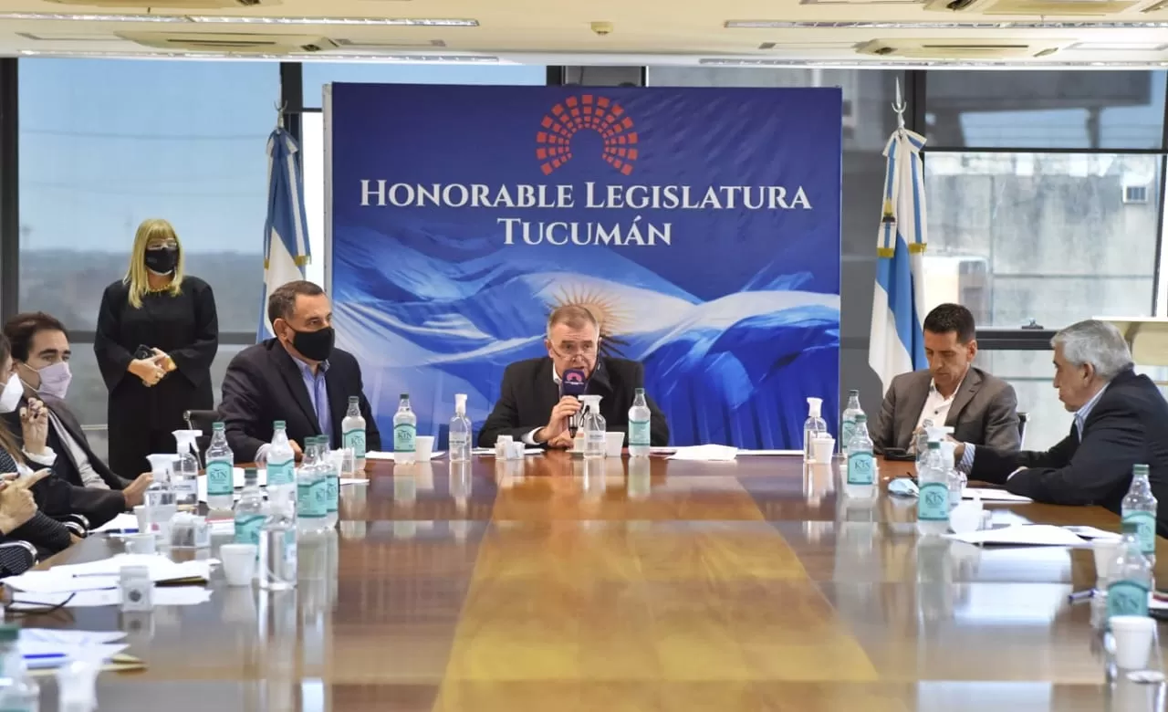 EN LABOR PARLAMENTARIA. El vicegobernador Jaldo habla ante los legisladores en la reunión de hoy. Foto: Prensa HLT