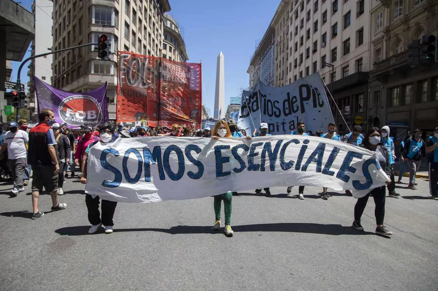 Movimientos sociales en protesta. Foto NA