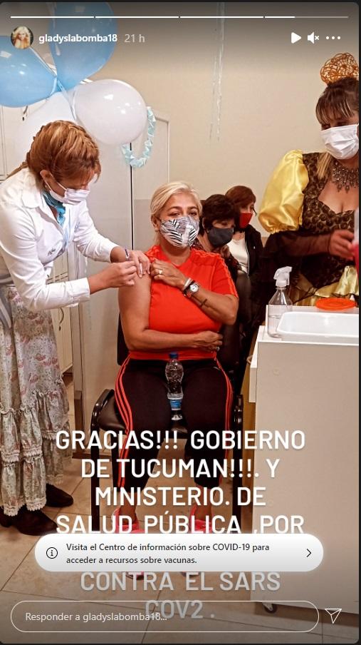 La emoción de Gladys La Bomba Tucumana tras vacunarse contra el coronavirus