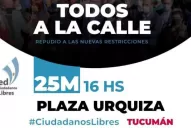Convocan a manifestarse el martes en la plaza Urquiza, en contra de las restricciones