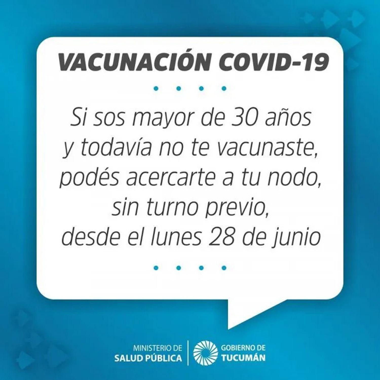 Desde hoy los mayores de 30 se podrán vacunar sin sacar turno