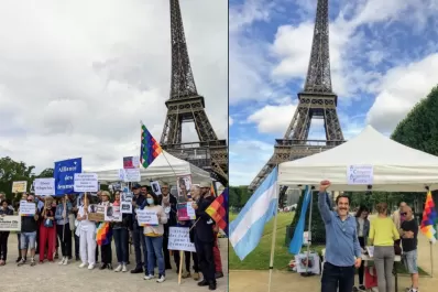 Exigen la liberación de Milagro Sala frente a la Torre Eiffel