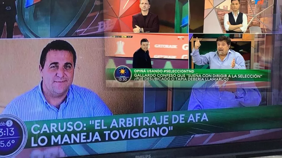 DURÍSIMO. Caruso Lombardi no se calló absolutamente nada. Criticó el pésimo momento del arbitraje argentino y apuntó todos los cañones contra Pablo Toviggino. CAPTURA DE VIDEO