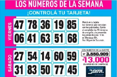 ¡Mucha suerte! Esta es la grilla completa de los Números de Oro