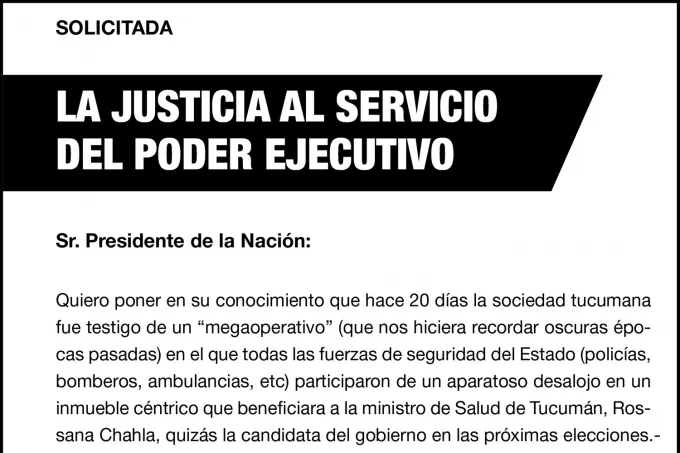 Denuncian que la Justicia es funcional al Poder Ejecutivo