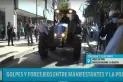 Con un tractor, avanzó la marcha contra del Presidente en el microcentro