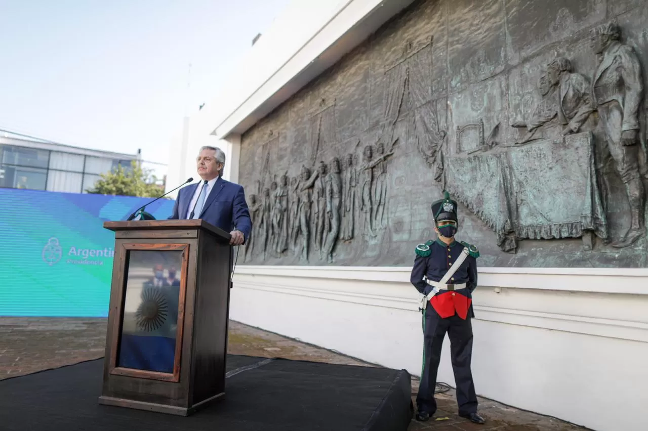 EN CASA HISTÓRICA. Alberto Fernández brindó un discurso en el que recordó a los próceres. Foto Comunicación Pública