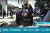Con un tractor, avanzó en la marcha contra del Presidente en el microcentro