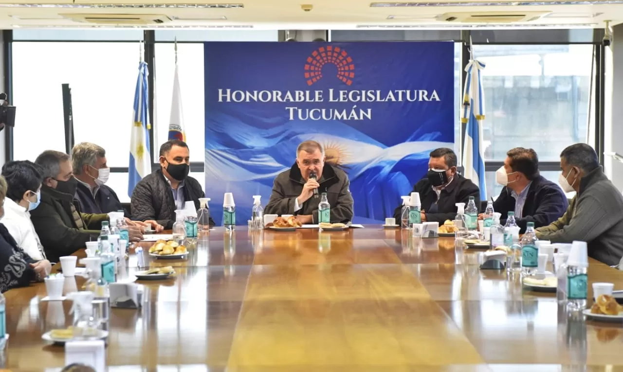 CON DIRIGENTES DE LA SANIDAD. Jaldo brinda un discurso en la Legislatura. Foto: Prensa HLT