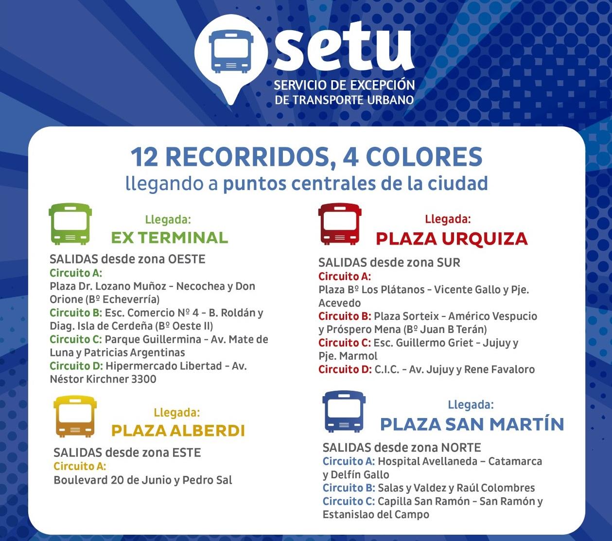 Estos son los recorridos de los minibuses de la Municipalidad de San Miguel de Tucumán