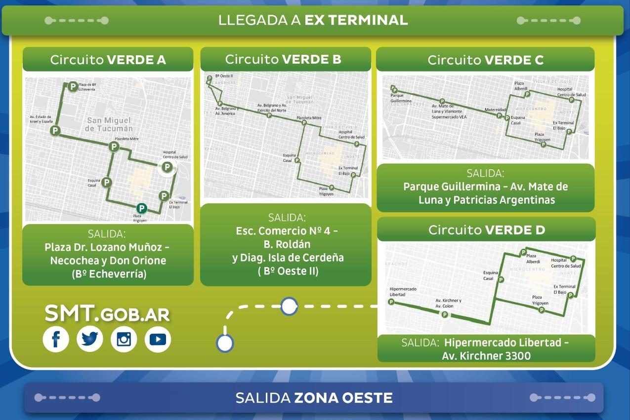 Estos son los recorridos de los minibuses de la Municipalidad de San Miguel de Tucumán