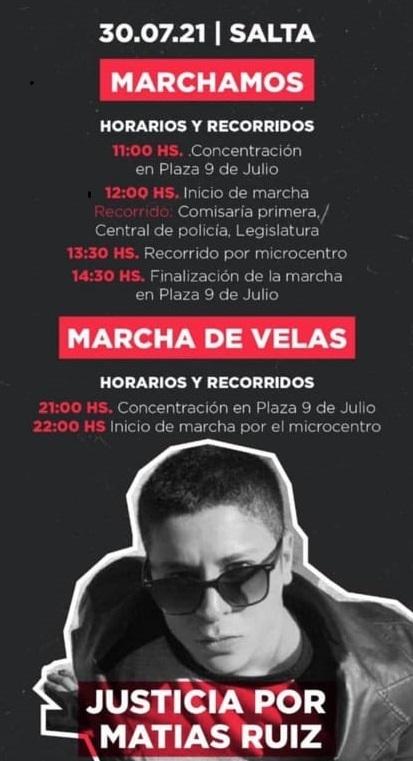 En Salta marcharán para pedir justicia por la muerte del tucumano Matías Ruiz