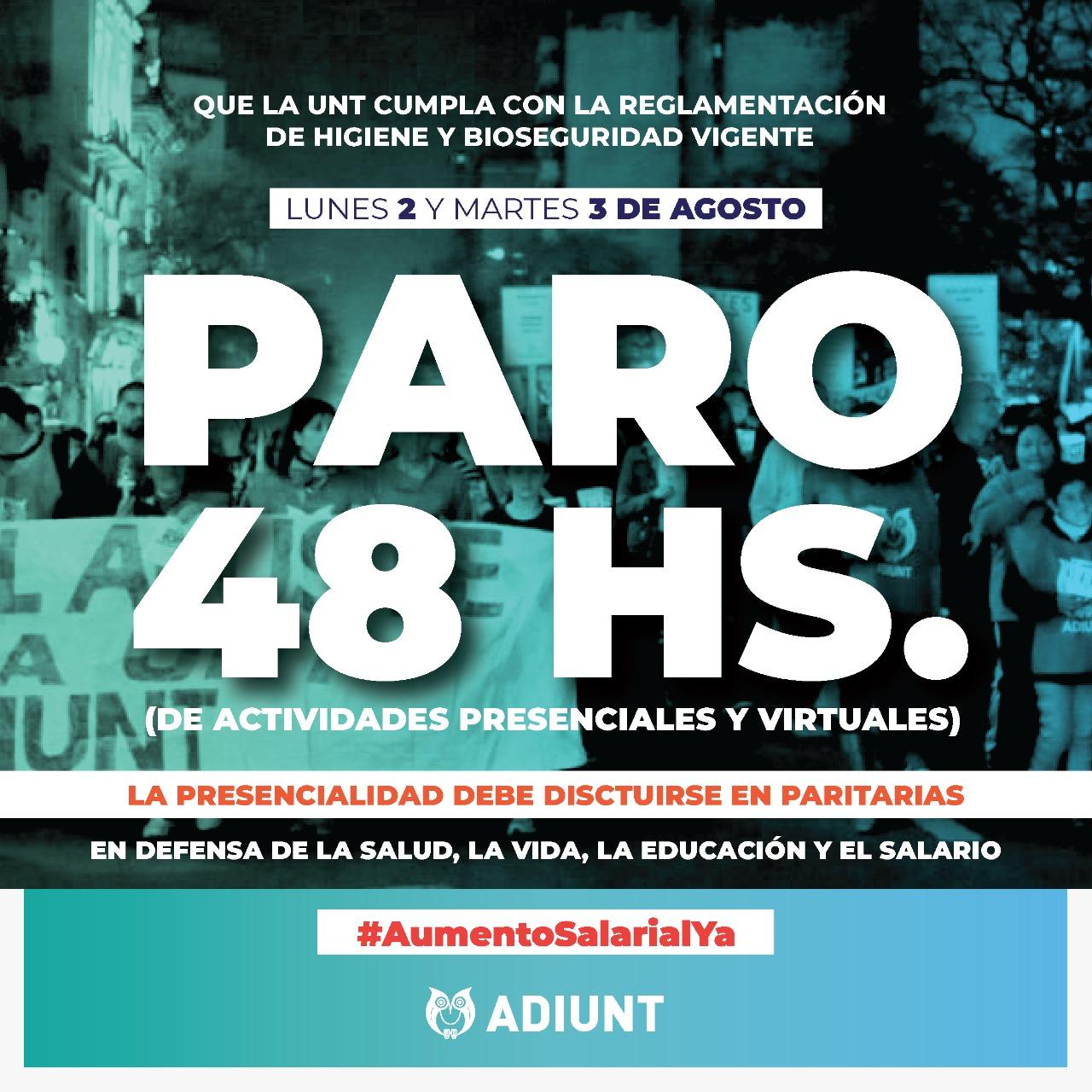 Adiunt llamó a un paro de actividades para el lunes y el martes