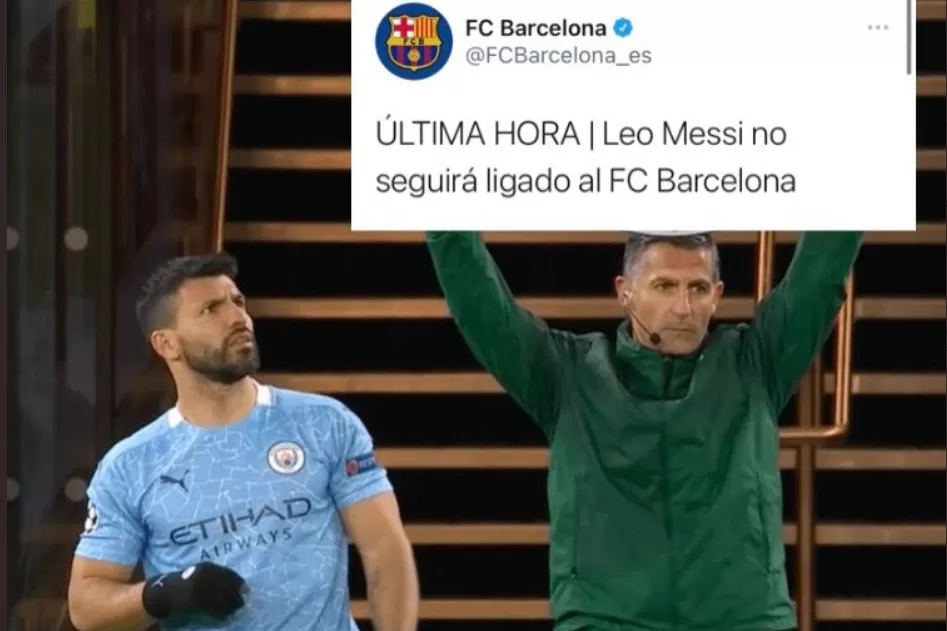 Se multiplicaron los memes sobre el Kun Agüero, tras la partida de Messi del Barcelona