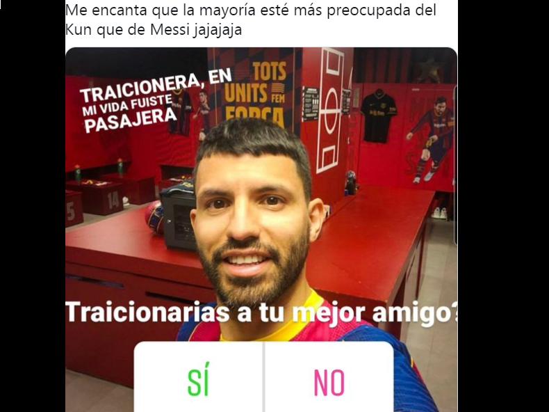 Se multiplicaron los memes sobre el Kun Agüero, tras la partida de Messi del Barcelona