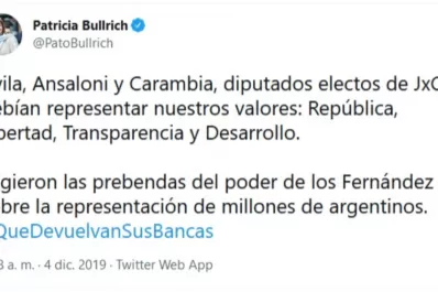 Bullrich se disculpó con Beatriz Ávila por haberle exigido que devuelva la banca