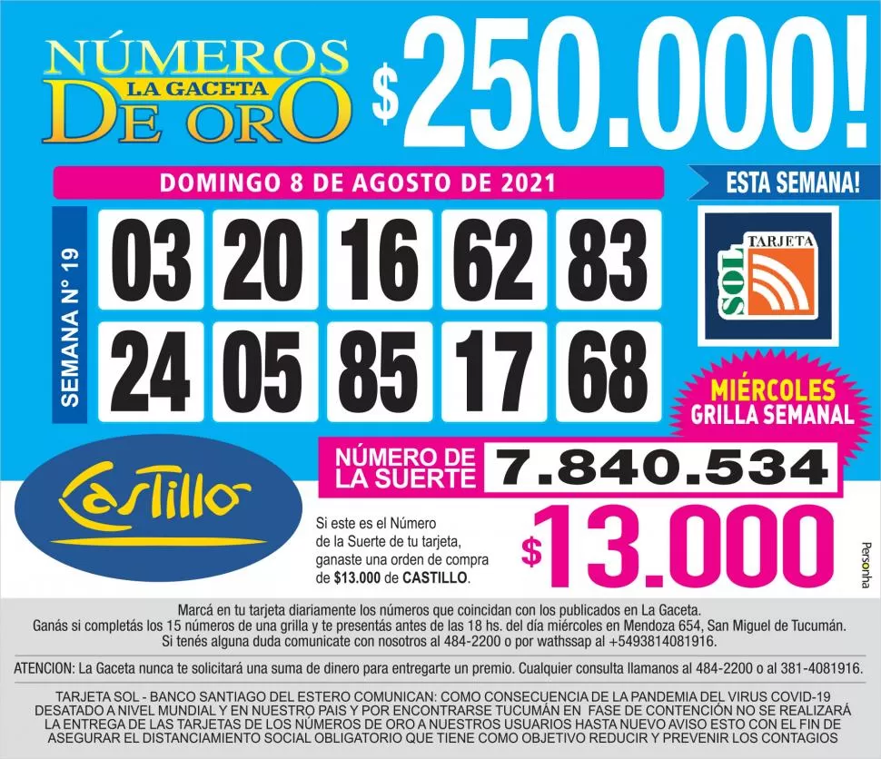 Los Números de Oro de LA GACETA