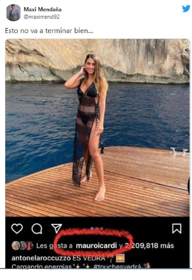 Un supuesto like de Icardi a una foto de Antonela Roccuzzo dio que hablar